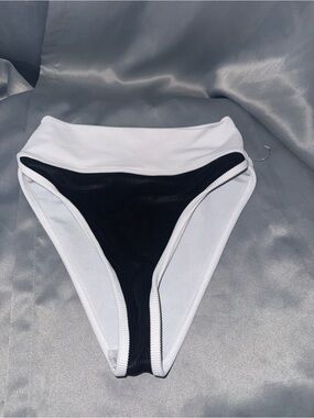 Beach Riot Two-Tone Black & White High-Waist Bikini Bottom